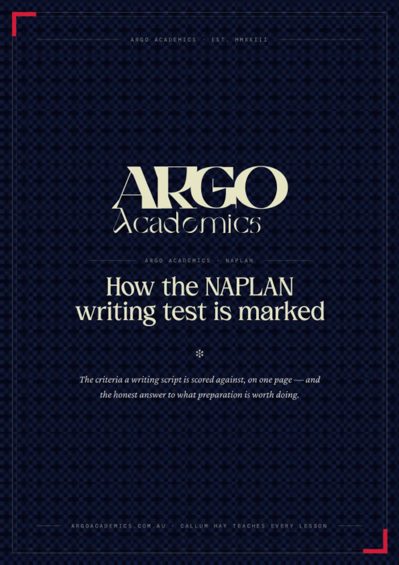 Cover of How the NAPLAN writing test is marked — the criteria on one page